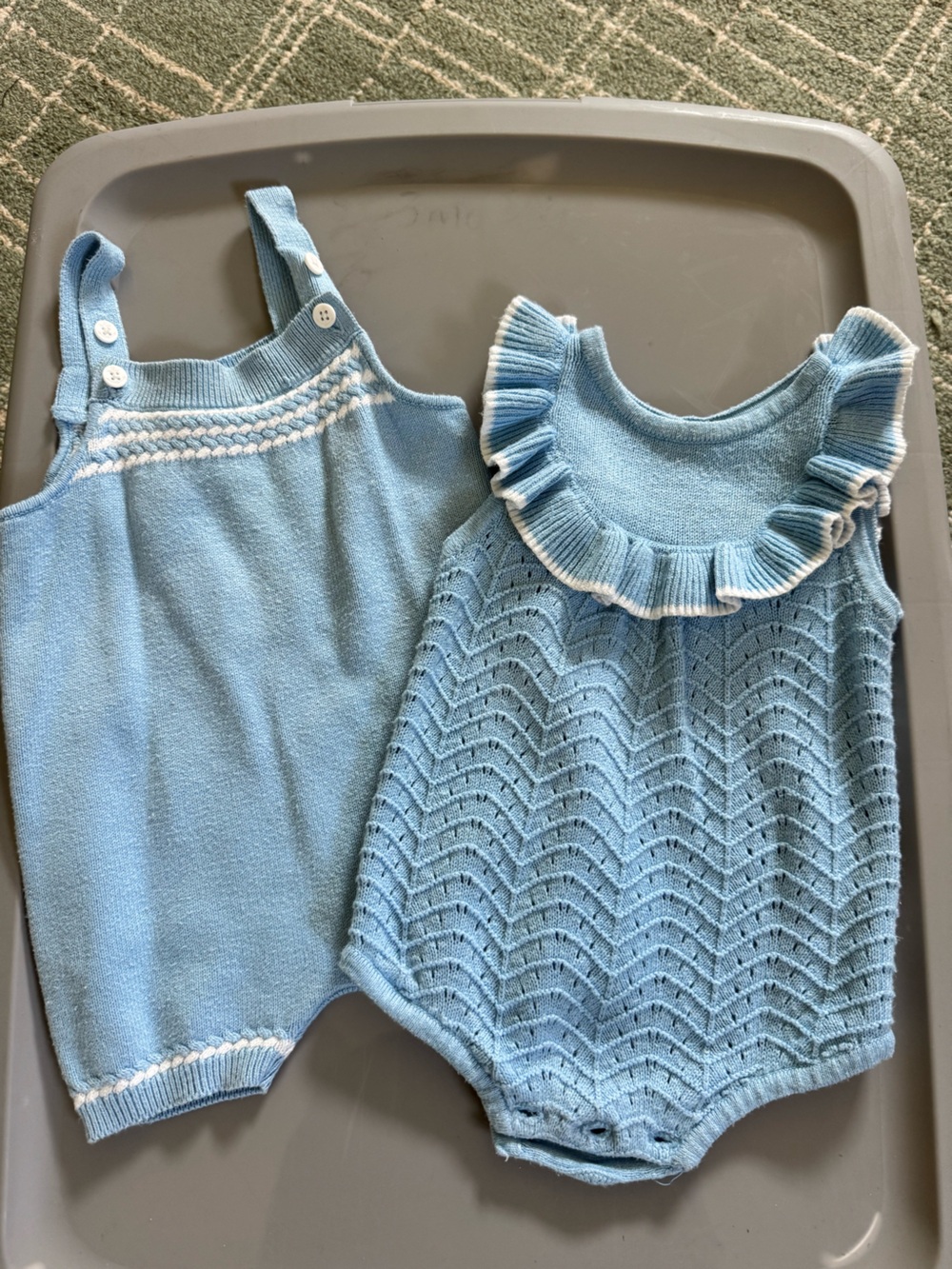 Two boy girl matching knit sweater tank